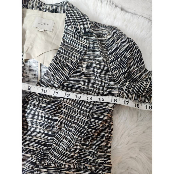 Ann Taylor Loft Womens Blazer Jacket Multicolor Striped Buttons Pleated Linen 4 - Picture 4 of 6